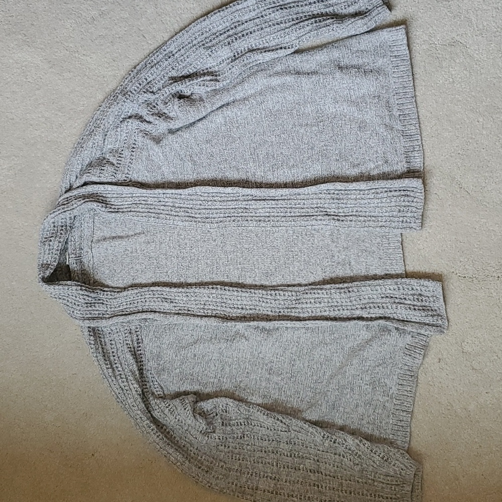Sonoma Light Gray Cable Sleeve Open Cardigan, Size XLP